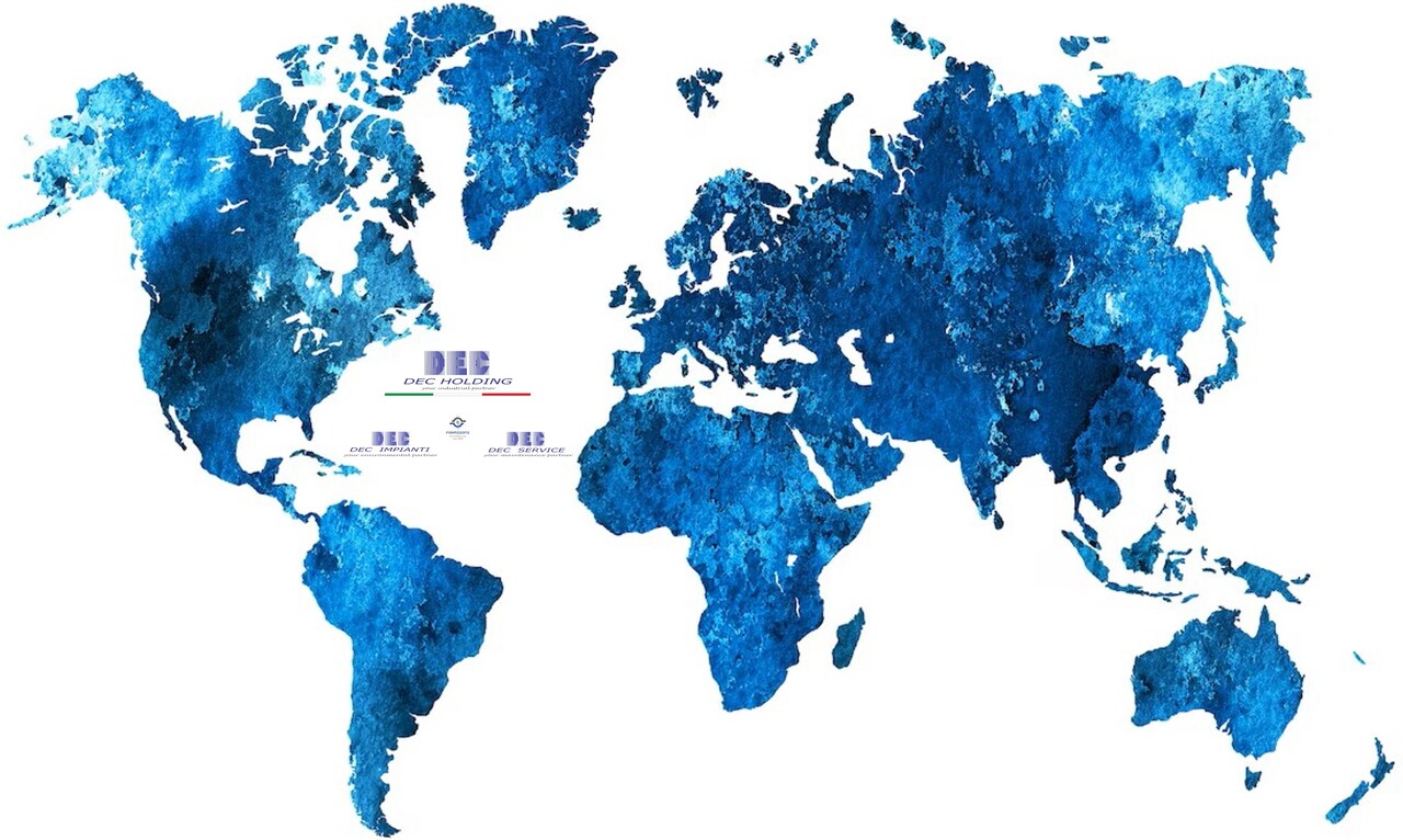 DEC has a global network of facilities and partners in every corner of the world: wherever you are, DEC will support you with sustainable processes, technologies and products that make life easier, production more efficient and business more profitable, delivering support on the five continents through a distributed local organization, thanks to strategic partnerships, joint-ventures, licensees and agencies, with operations in more than 50 countries DEC, DEC IMPIANTI, DEC HOLDING, contact us, Corporate Headquarters, HQ, engineering, sales, service, site, warehouse, logistics, Afghanistan, Albania, Algeria, Andorra, Angola, Antigua, Argentina, Armenia, Australia, Austria, Azerbaijan, Bahamas, Bahrain, Bangladesh, Barbados, Belarus, Belgium, Belize, Benin, Bhutan, Bolivia, Bosnia Herzegovina, Botswana, Brazil, Brunei, Bulgaria, Burkina, Burundi, Cambodia, Cameroon, Canada, Cape Verde, Central African Rep, Chad, Chile, China, Colombia, Comoros, Congo, Costa Rica, Croatia, Cuba, Cyprus, Czech Republic, Denmark, Djibouti, Dominican Republic, East Timor, Ecuador, Egypt, El Salvador, Equatorial Guinea, Eritrea, Estonia, Ethiopia, Fiji, Finland, France, Gabon, Gambia, Georgia, Germany, Ghana, Greece, Grenada, Guatemala, Guinea, Guinea-Bissau, Guyana, Haiti, Honduras, Hungary, Iceland, India, Indonesia, Iran, Iraq, Ireland, Israel, Italy, Ivory Coast, Jamaica, Japan, Jordan, Kazakhstan, Kenya, Kiribati, Korea, Kosovo, Kuwait, Kyrgyzstan, Laos, Latvia, Lebanon, Lesotho, Liberia, Libya, Liechtenstein, Lithuania, Luxembourg, Macedonia, Madagascar, Malawi, Malaysia, Maldives, Mali, Malta, Marshall Islands, Mauritania, Mauritius, Mexico, Micronesia, Moldova, Monaco, Mongolia, Montenegro, Morocco, Mozambique, Myanmar, Namibia, Nauru, Nepal, Netherlands, New Zealand, Nicaragua, Niger, Nigeria, Norway, Oman, Pakistan, Palau, Panama, Papua New Guinea, Paraguay, Peru, Philippines, Poland, Portugal, Qatar, Romania, Russian Federation, Rwanda, St Kitts & Nevis, St Lucia, Saint Vincent & the Grenadines, Samoa, San Marino, Sao Tome & Principe, Saudi Arabia, Senegal, Serbia, Seychelles, Sierra Leone, Singapore, Slovakia, Slovenia, Solomon Islands, Somalia, South Africa, Spain, Sri Lanka, Sudan, Suriname, Swaziland, Sweden, Switzerland, Syria, Taiwan, Tajikistan, Tanzania, Thailand, Togo, Tonga, Trinidad & Tobago, Tunisia, Turkey, Turkmenistan, Tuvalu, Uganda, Ukraine, United Arab Emirates, Ukraine, United Kingdom, United States, Uruguay, Uzbekistan, Vanuatu, Vatican City, Venezuela, Vietnam, Yemen, Zambia, Zimbabwe